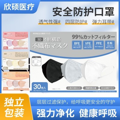 一次性口罩防尘跨境白色kn95口罩独立包装3D立体口罩防护厂家现货