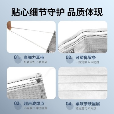 次性活性碳口罩灰色四层工业防尘防 雾霾工业用口罩10只装现货批图3