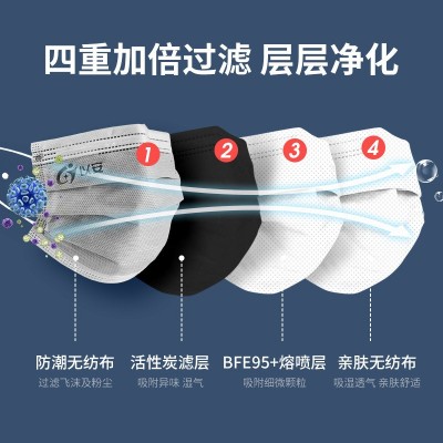 次性活性碳口罩灰色四层工业防尘防 雾霾工业用口罩10只装现货批图2