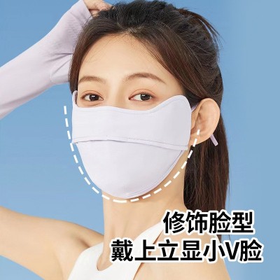 防晒口罩防紫外线冰丝面罩女夏季全脸户外透气薄款高颜值厂家批发图3