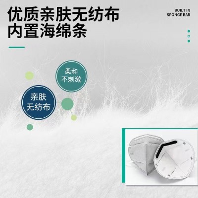 KN95带海绵条粘贴自粘活性炭带呼吸阀6层防工业粉尘防雾霾口罩图3