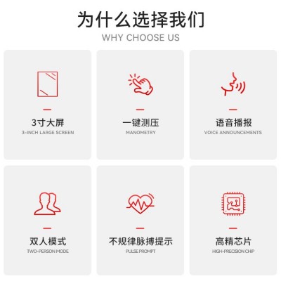 中英文手臂式电子血压计家用智能语音播报血压测量仪血压仪跨境图3