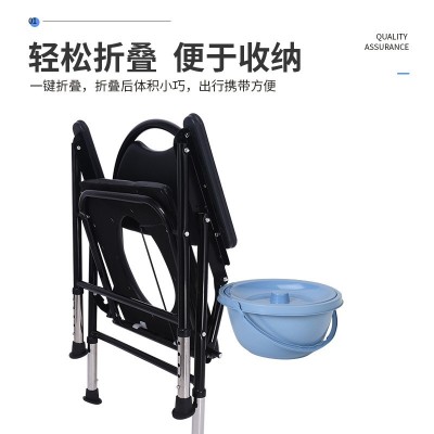 老年人专用坐便器加厚碳钢圆背老人孕妇家用可折叠带扶手坐便椅图3