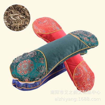 艾草枕头艾绒加热枕头助睡眠肩颈家用可拆洗圆柱连体枕艾草骨头枕图4
