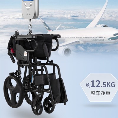 上海凤凰轮椅折叠轻便老人专用便携旅行手动代步手推车窄型小碳钢图4