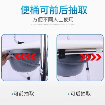 老人四脚助步器带轮带坐便多功能行走代步拐杖椅康复训练学步车图5